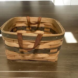 Vintage Royce Craft Basket Woven Signed Dated w/Leather Handles